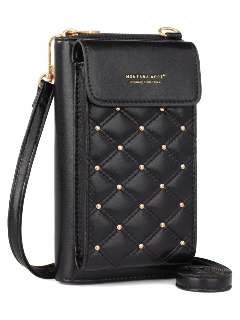 Vegan Leather Crossbody Phone Wallet RFID Blocking Purse Adjustable Strap